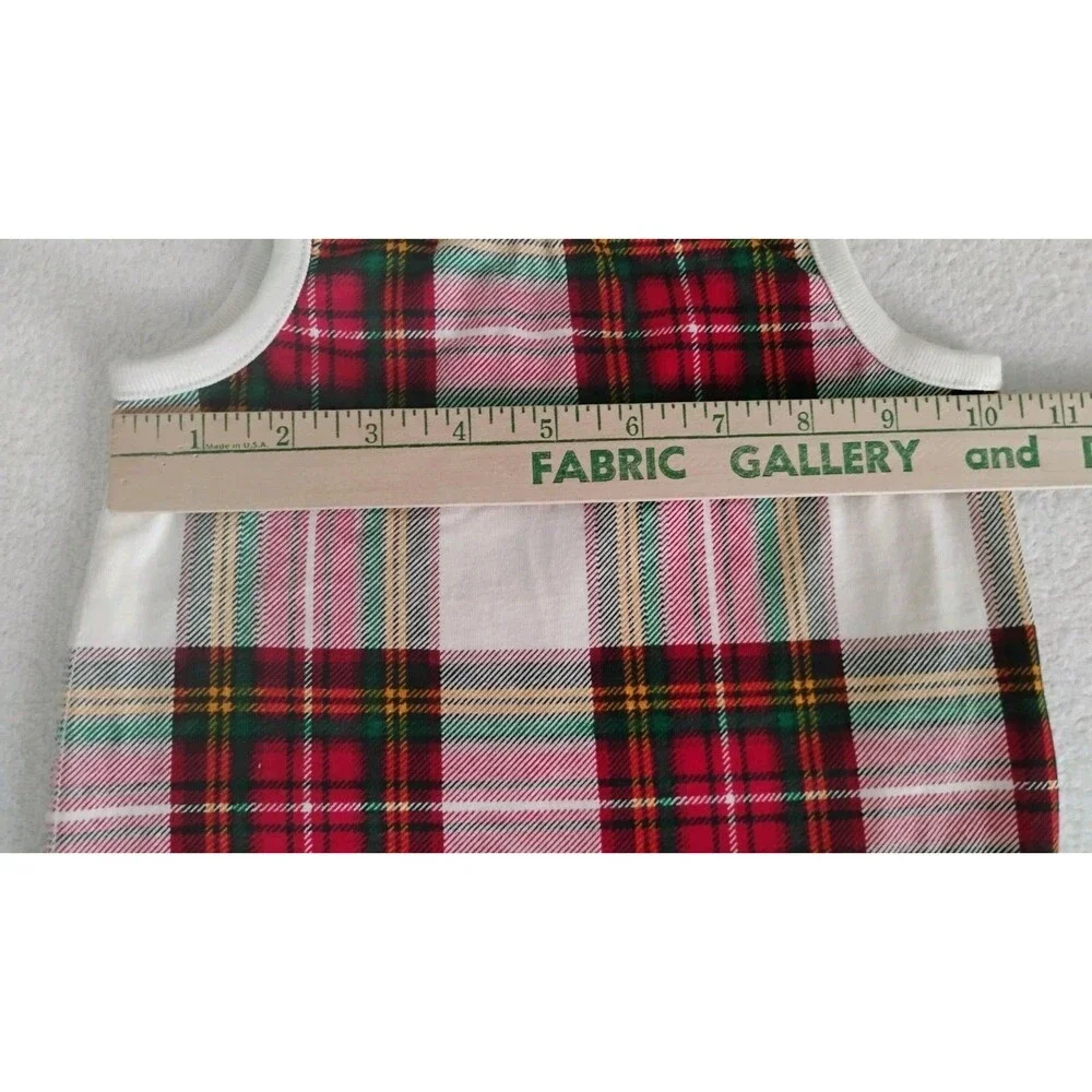 Hanna Andersson Knit Romper Unisex Plaid Sleeveless Holiday 3 6 MOS